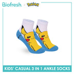 Biofresh | Pokemon Kids Antimicrobial Cotton Thin Casual Ankle Socks 3 pairs in 1 pack PKRBCG531