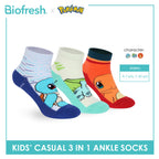Biofresh | Pokemon Kids Antimicrobial Cotton Thin Casual Ankle Socks 3 pairs in 1 pack PKRBCG532
