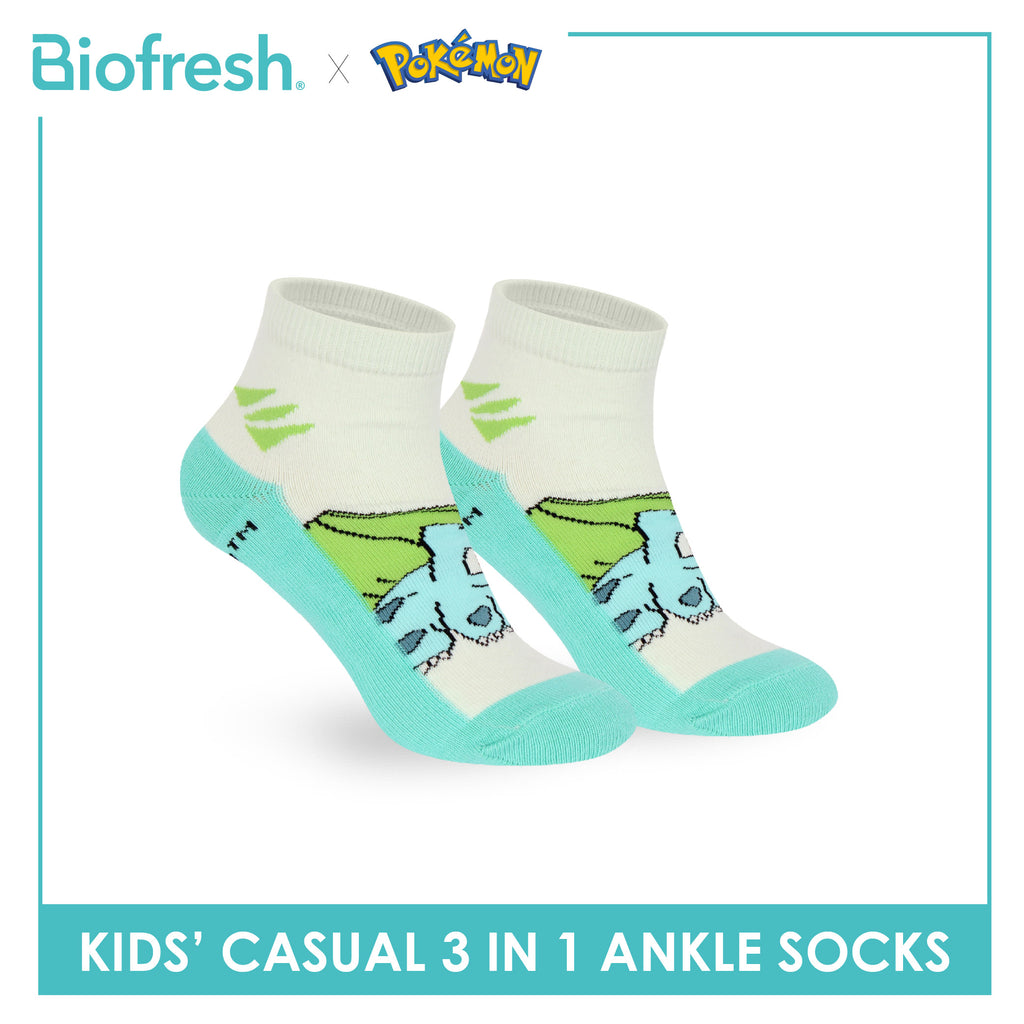 Biofresh | Pokemon Kids Antimicrobial Cotton Thin Casual Ankle Socks 3 pairs in 1 pack PKRBCG532