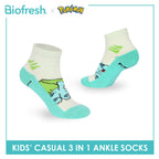 Biofresh | Pokemon Kids Antimicrobial Cotton Thin Casual Ankle Socks 3 pairs in 1 pack PKRBCG532