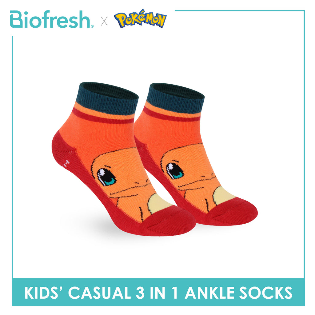 Biofresh | Pokemon Kids Antimicrobial Cotton Thin Casual Ankle Socks 3 pairs in 1 pack PKRBCG532