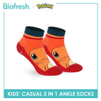 Biofresh | Pokemon Kids Antimicrobial Cotton Thin Casual Ankle Socks 3 pairs in 1 pack PKRBCG532