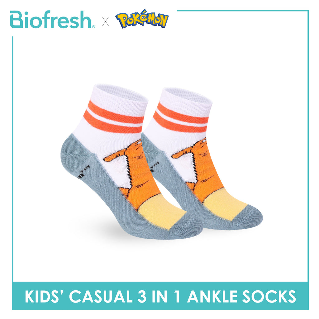 Biofresh | Pokemon Kids Antimicrobial Cotton Thin Casual Ankle Socks 3 pairs in 1 pack PKRBCG533