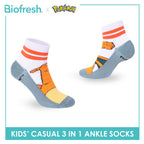 Biofresh | Pokemon Kids Antimicrobial Cotton Thin Casual Ankle Socks 3 pairs in 1 pack PKRBCG533