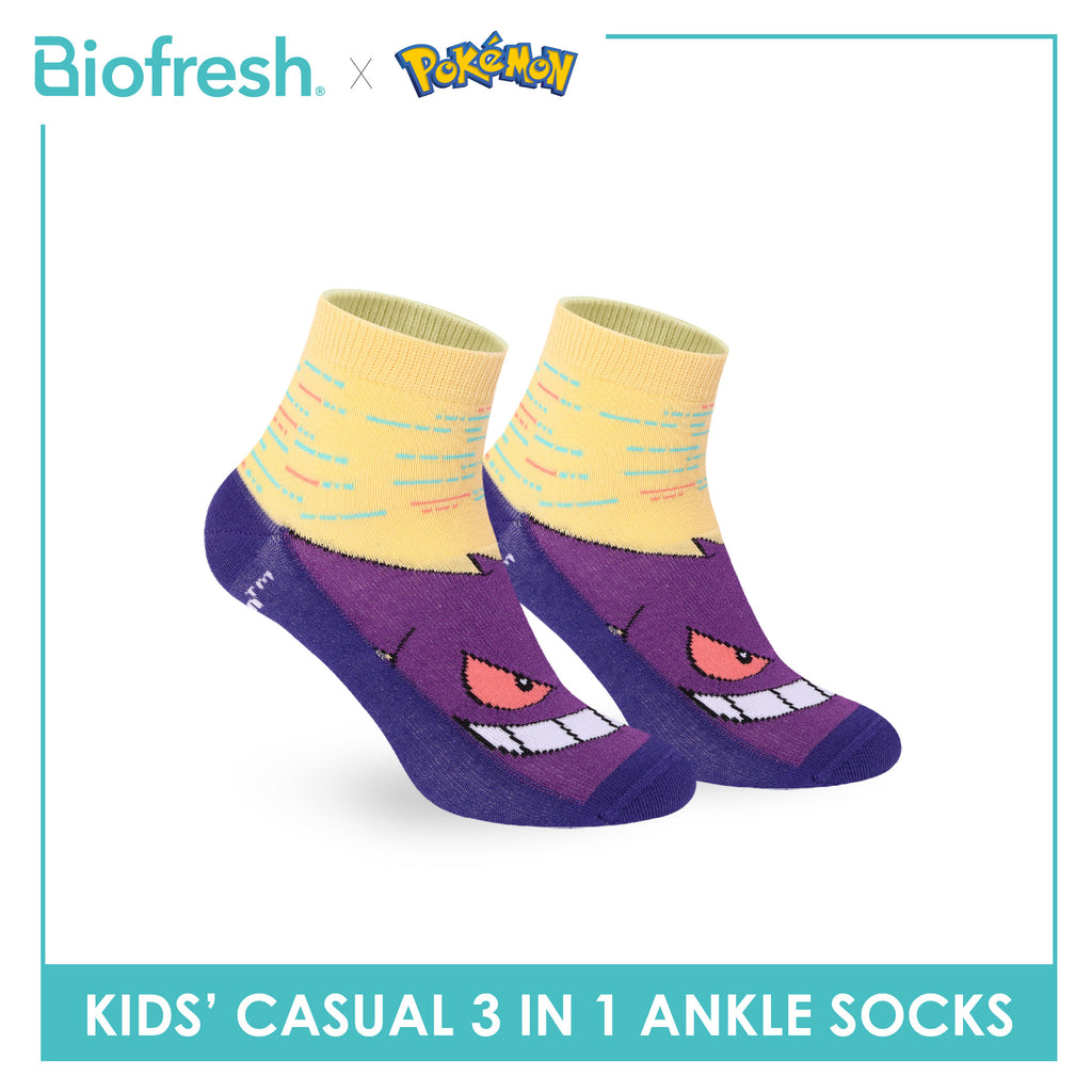 Biofresh | Pokemon Kids Antimicrobial Cotton Thin Casual Ankle Socks 3 pairs in 1 pack PKRBCG533