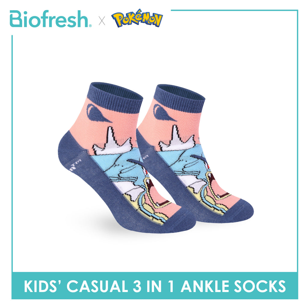 Biofresh | Pokemon Kids Antimicrobial Cotton Thin Casual Ankle Socks 3 pairs in 1 pack PKRBCG533