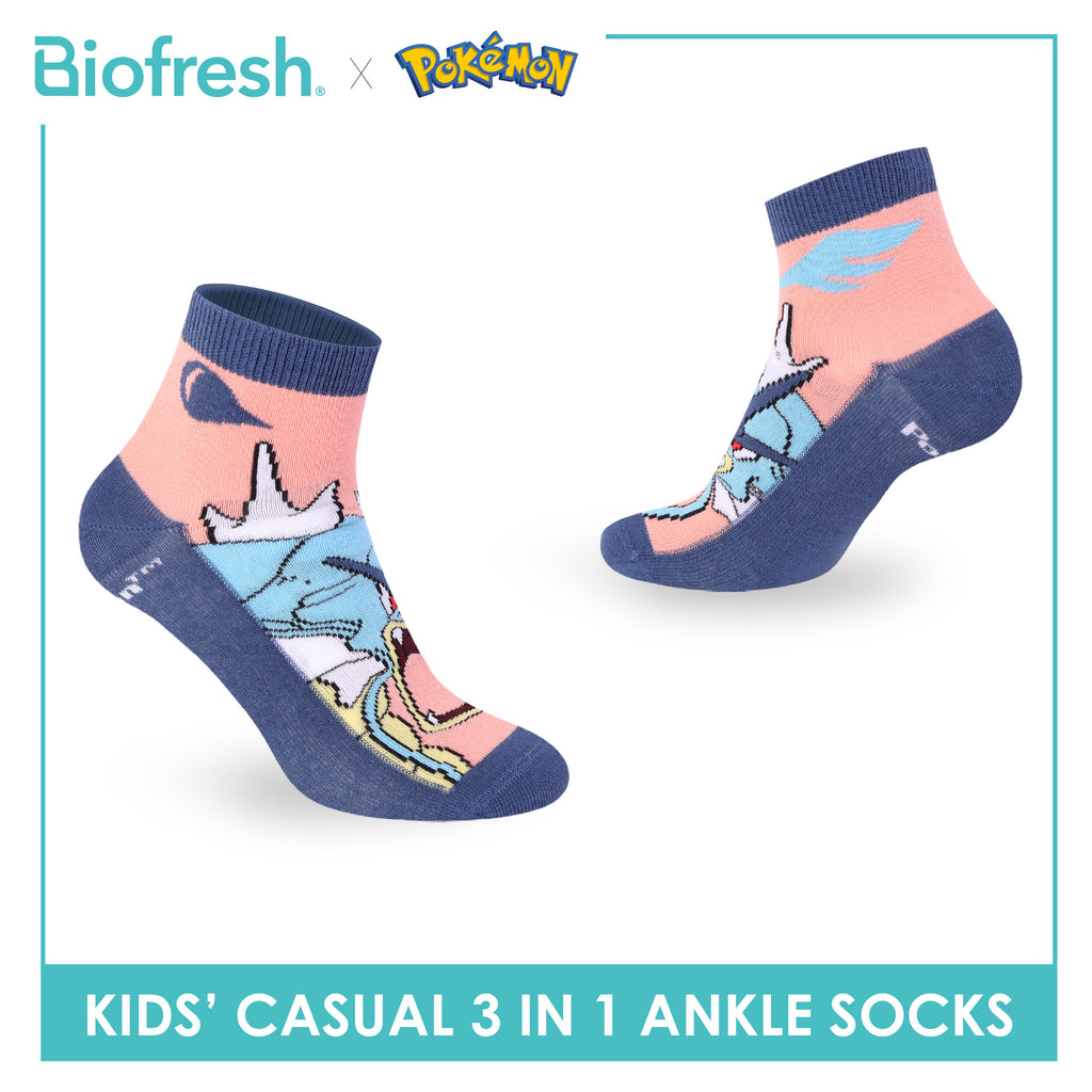 Biofresh | Pokemon Kids Antimicrobial Cotton Thin Casual Ankle Socks 3 pairs in 1 pack PKRBCG533