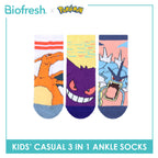 Biofresh | Pokemon Kids Antimicrobial Cotton Thin Casual Ankle Socks 3 pairs in 1 pack PKRBCG533