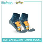 Biofresh | Pokemon Kids Antimicrobial Cotton Thin Casual Ankle Socks 3 pairs in 1 pack PKRBCG534