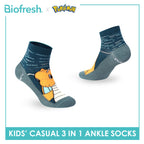 Biofresh | Pokemon Kids Antimicrobial Cotton Thin Casual Ankle Socks 3 pairs in 1 pack PKRBCG534