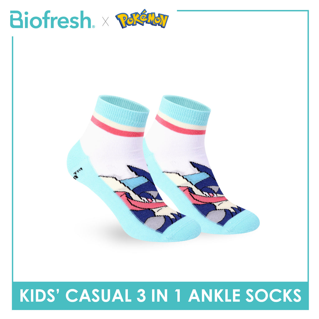 Biofresh | Pokemon Kids Antimicrobial Cotton Thin Casual Ankle Socks 3 pairs in 1 pack PKRBCG534