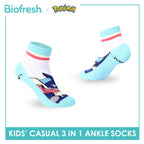 Biofresh | Pokemon Kids Antimicrobial Cotton Thin Casual Ankle Socks 3 pairs in 1 pack PKRBCG534