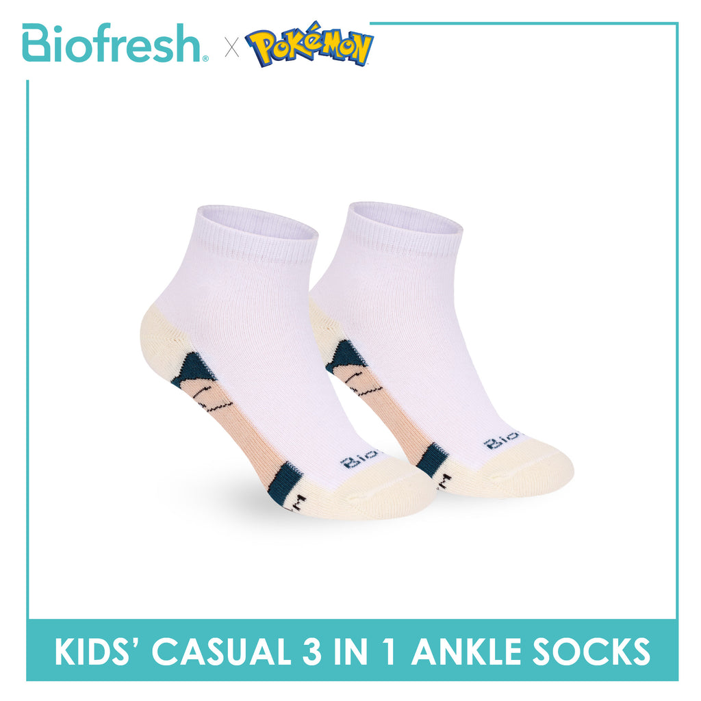 Biofresh | Pokemon Kids Antimicrobial Cotton Thin Casual Ankle Socks 3 pairs in 1 pack PKRBCKG1