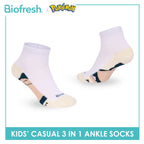 Biofresh | Pokemon Kids Antimicrobial Cotton Thin Casual Ankle Socks 3 pairs in 1 pack PKRBCKG1