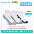 Biofresh | Pokemon Kids Antimicrobial Cotton Thin Casual Ankle Socks 3 pairs in 1 pack PKRBCKG2