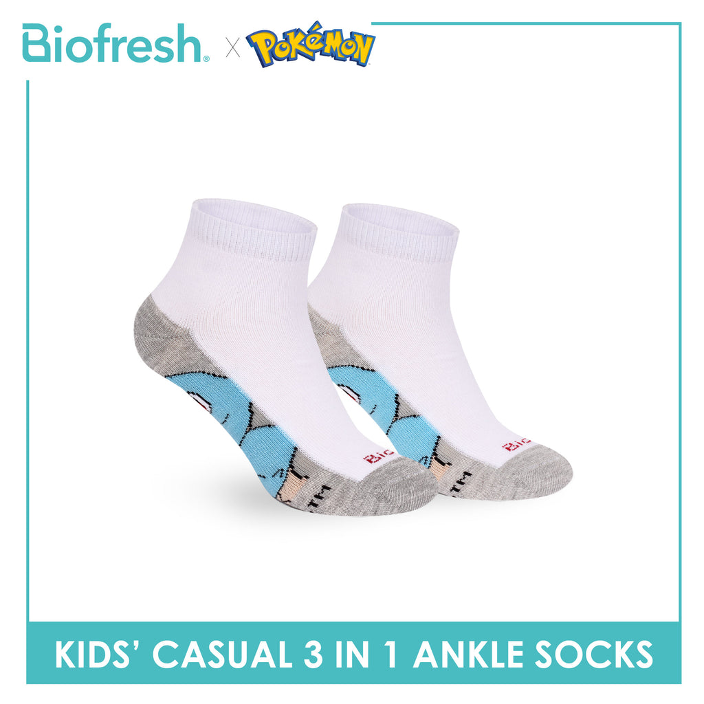 Biofresh | Pokemon Kids Antimicrobial Cotton Thin Casual Ankle Socks 3 pairs in 1 pack PKRBCKG2