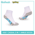 Biofresh | Pokemon Kids Antimicrobial Cotton Thin Casual Ankle Socks 3 pairs in 1 pack PKRBCKG2