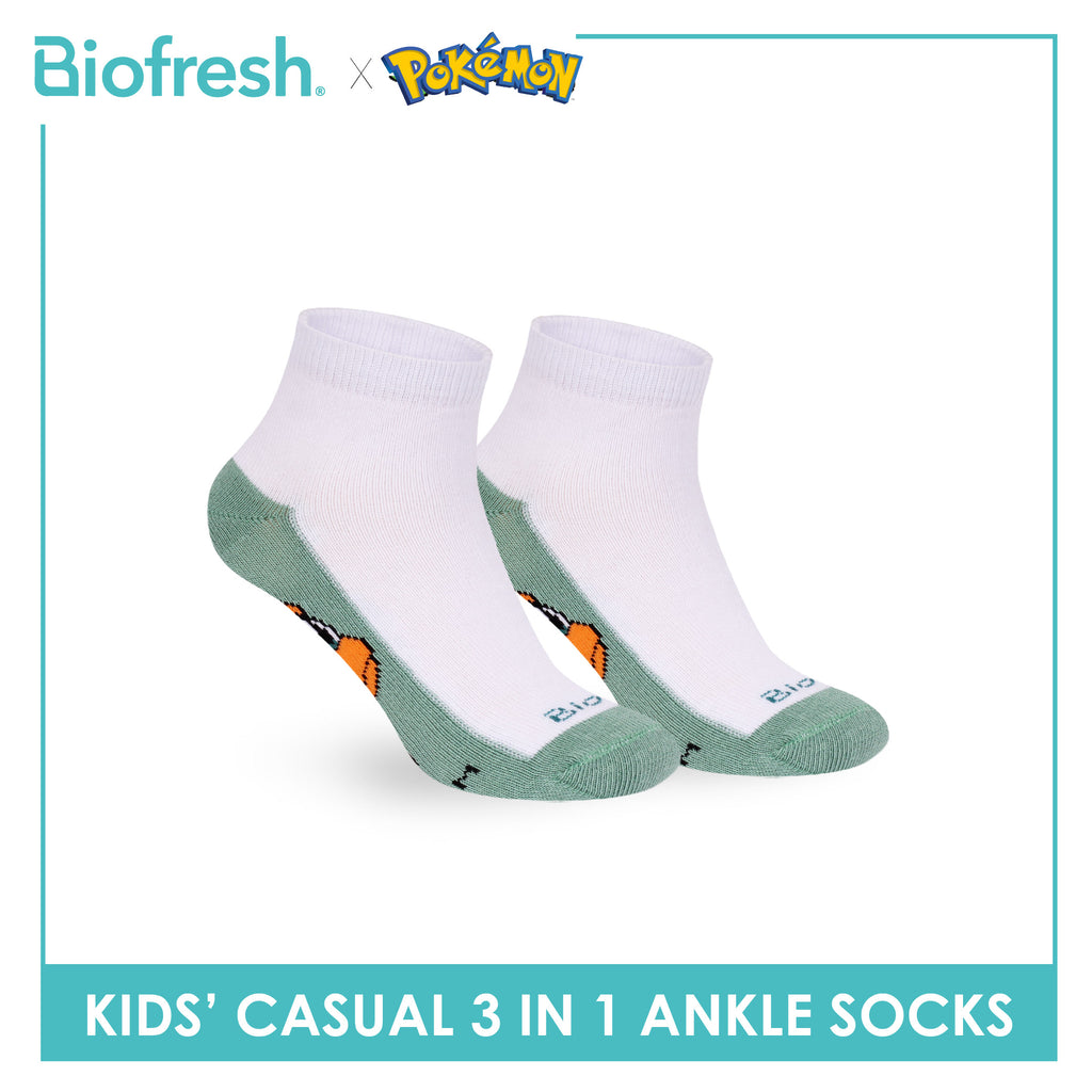 Biofresh | Pokemon Kids Antimicrobial Cotton Thin Casual Ankle Socks 3 pairs in 1 pack PKRBCKG2