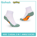 Biofresh | Pokemon Kids Antimicrobial Cotton Thin Casual Ankle Socks 3 pairs in 1 pack PKRBCKG2