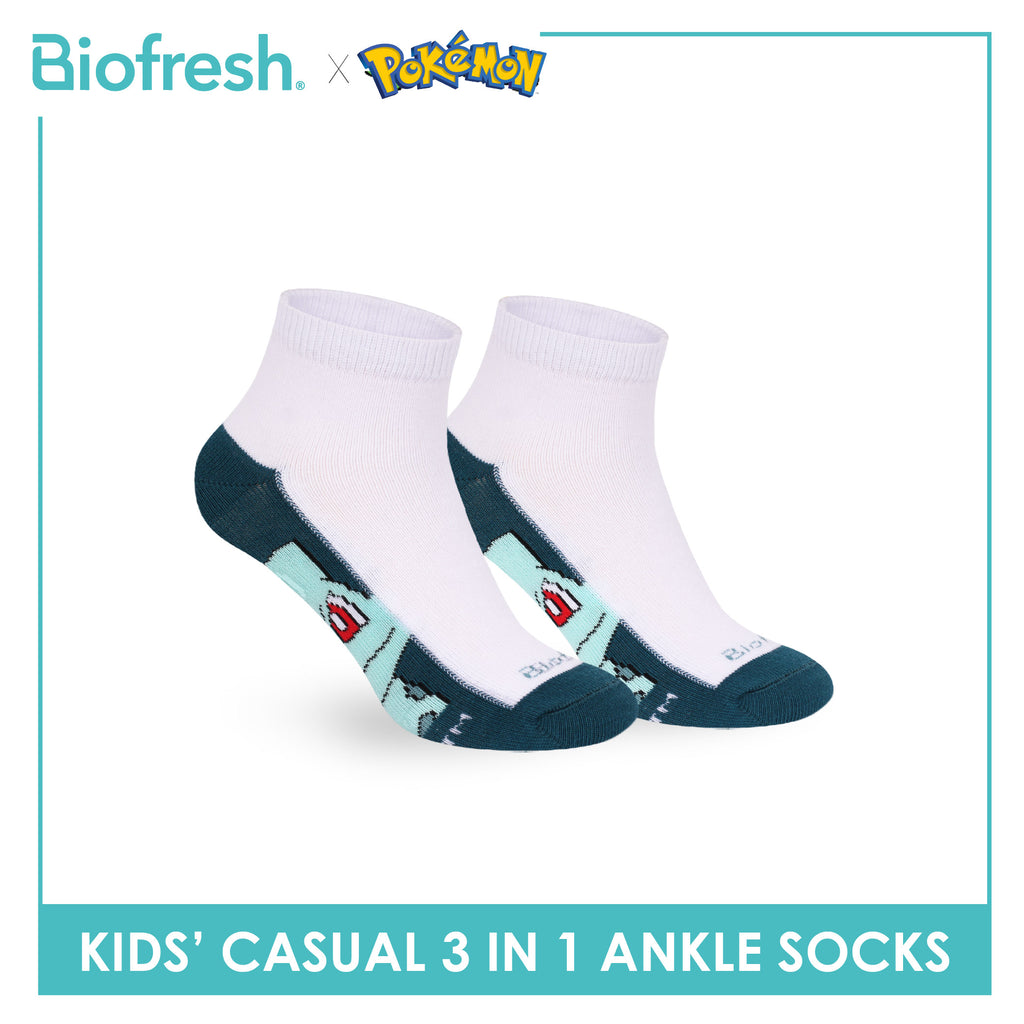 Biofresh | Pokemon Kids Antimicrobial Cotton Thin Casual Ankle Socks 3 pairs in 1 pack PKRBCKG2
