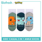 Biofresh | Pokemon Kids Antimicrobial Cotton Thin Casual Ankle Socks 3 pairs in 1 pack PKRBCKG2