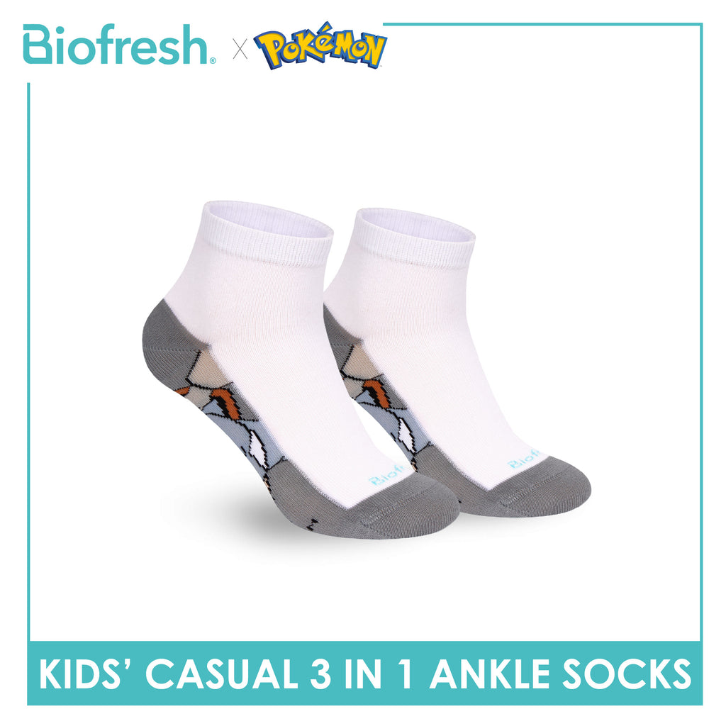 Biofresh | Pokemon Kids Antimicrobial Cotton Thin Casual Ankle Socks 3 pairs in 1 pack PKRBCKG3