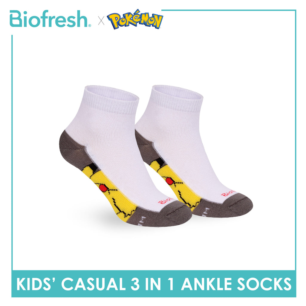 Biofresh | Pokemon Kids Antimicrobial Cotton Thin Casual Ankle Socks 3 pairs in 1 pack PKRBCKG3