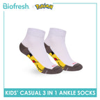 Biofresh | Pokemon Kids Antimicrobial Cotton Thin Casual Ankle Socks 3 pairs in 1 pack PKRBCKG3