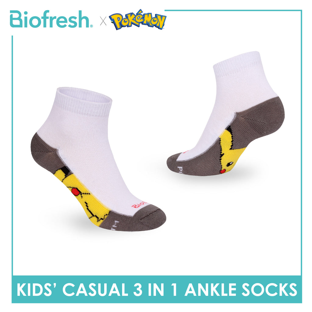 Biofresh | Pokemon Kids Antimicrobial Cotton Thin Casual Ankle Socks 3 pairs in 1 pack PKRBCKG3