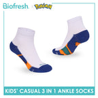 Biofresh | Pokemon Kids Antimicrobial Cotton Thin Casual Ankle Socks 3 pairs in 1 pack PKRBCKG3