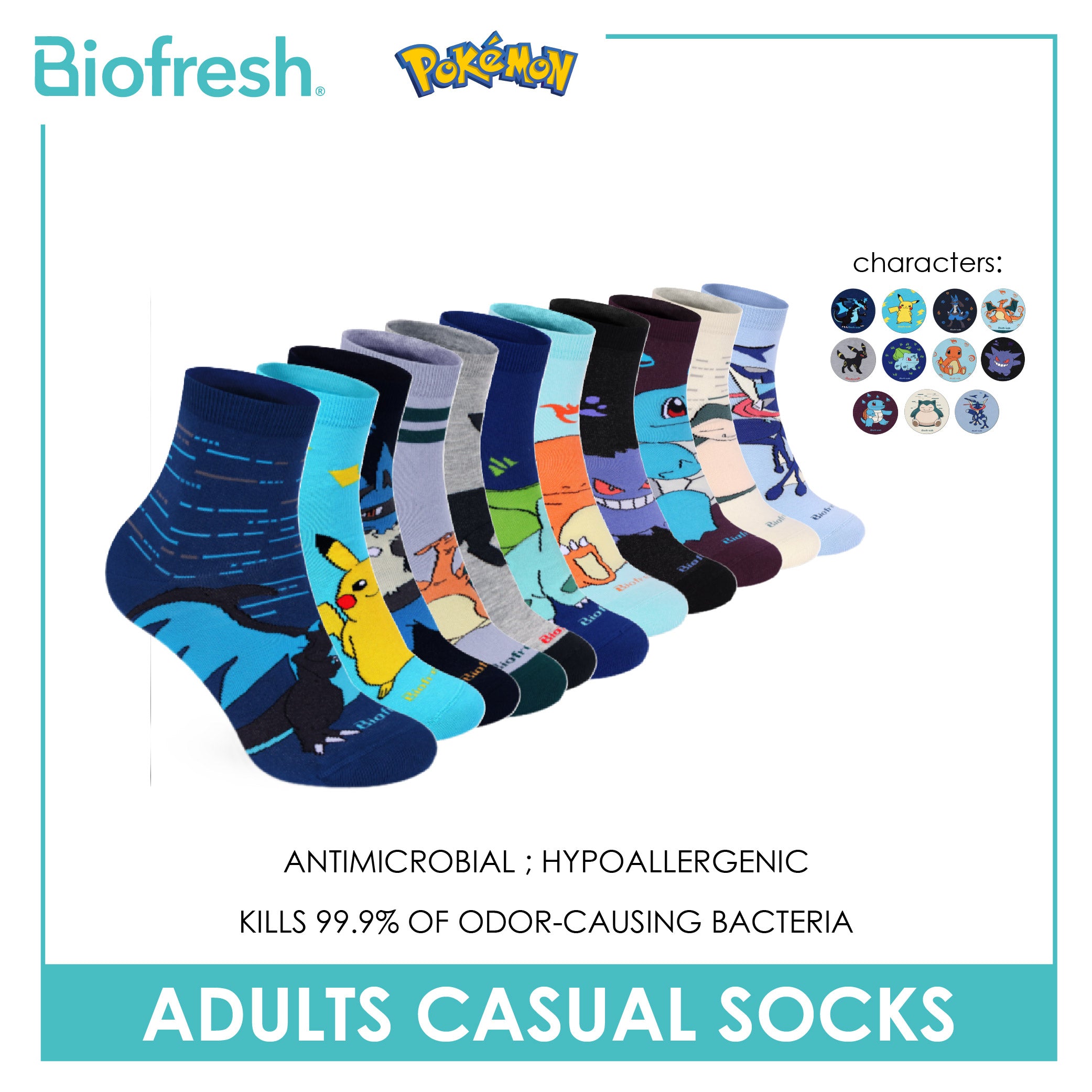 Biofresh | Pokemon Adults Cotton Thin Casual Socks 1 pair PKRMC531