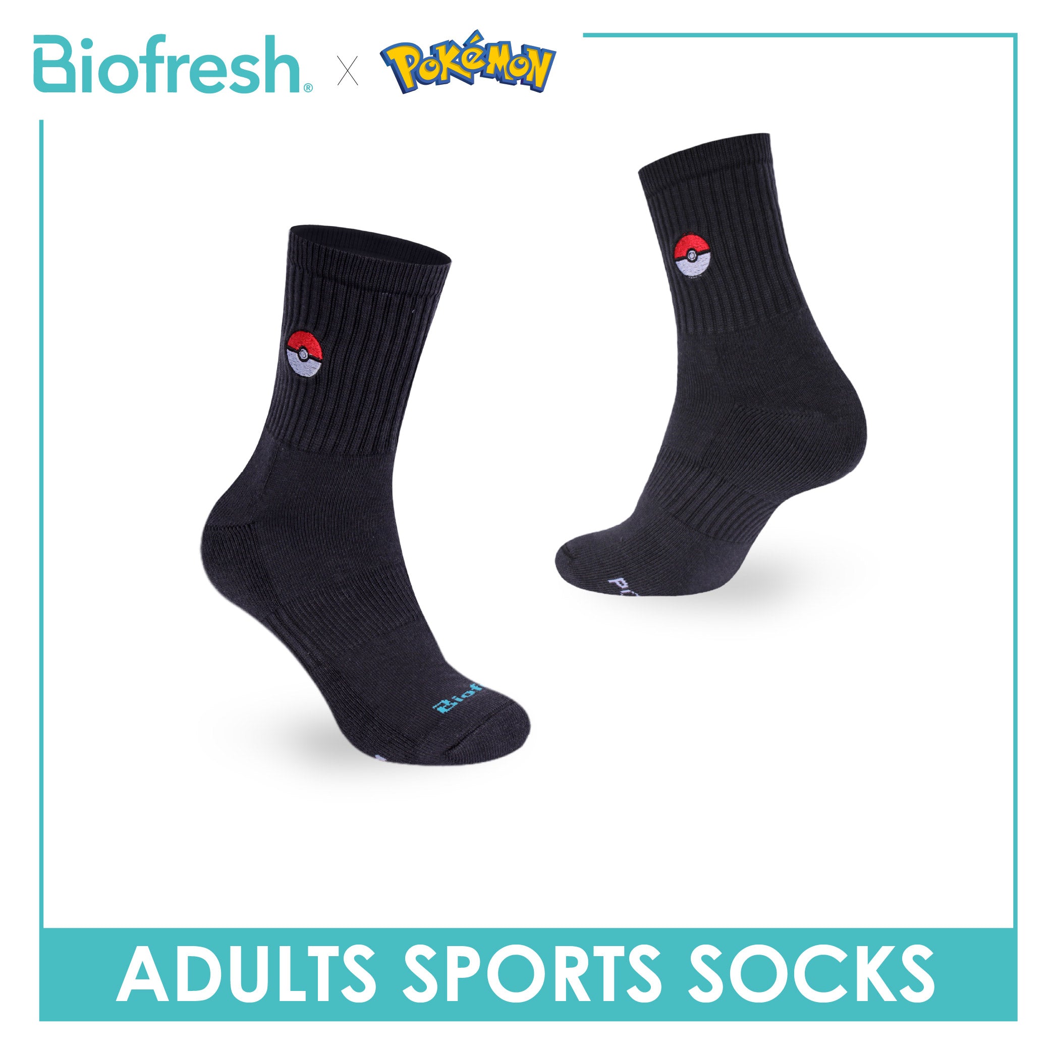 Biofresh | Pokemon Adults Cotton Embroidered Thick Sports Crew Socks 1 pair PKRMSE531