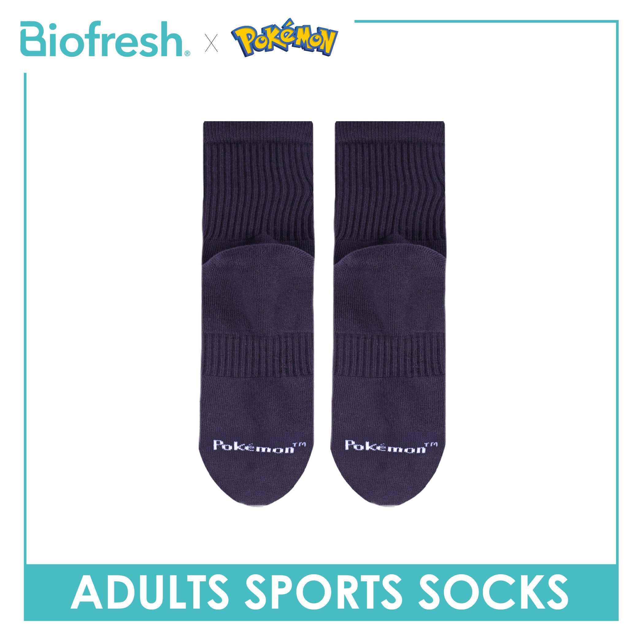 Biofresh | Pokemon Adults Cotton Embroidered Thick Sports Crew Socks 1 pair PKRMSE531