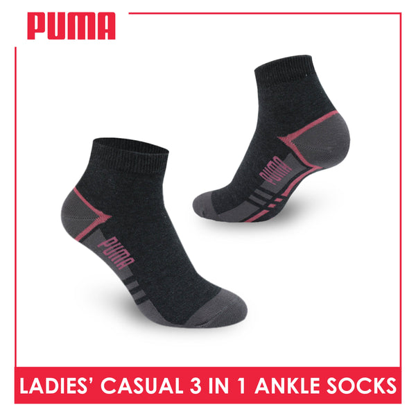 Puma Ladies’ Cotton Lite Casual Ankle Socks 3 pairs in a pack PLCG3401