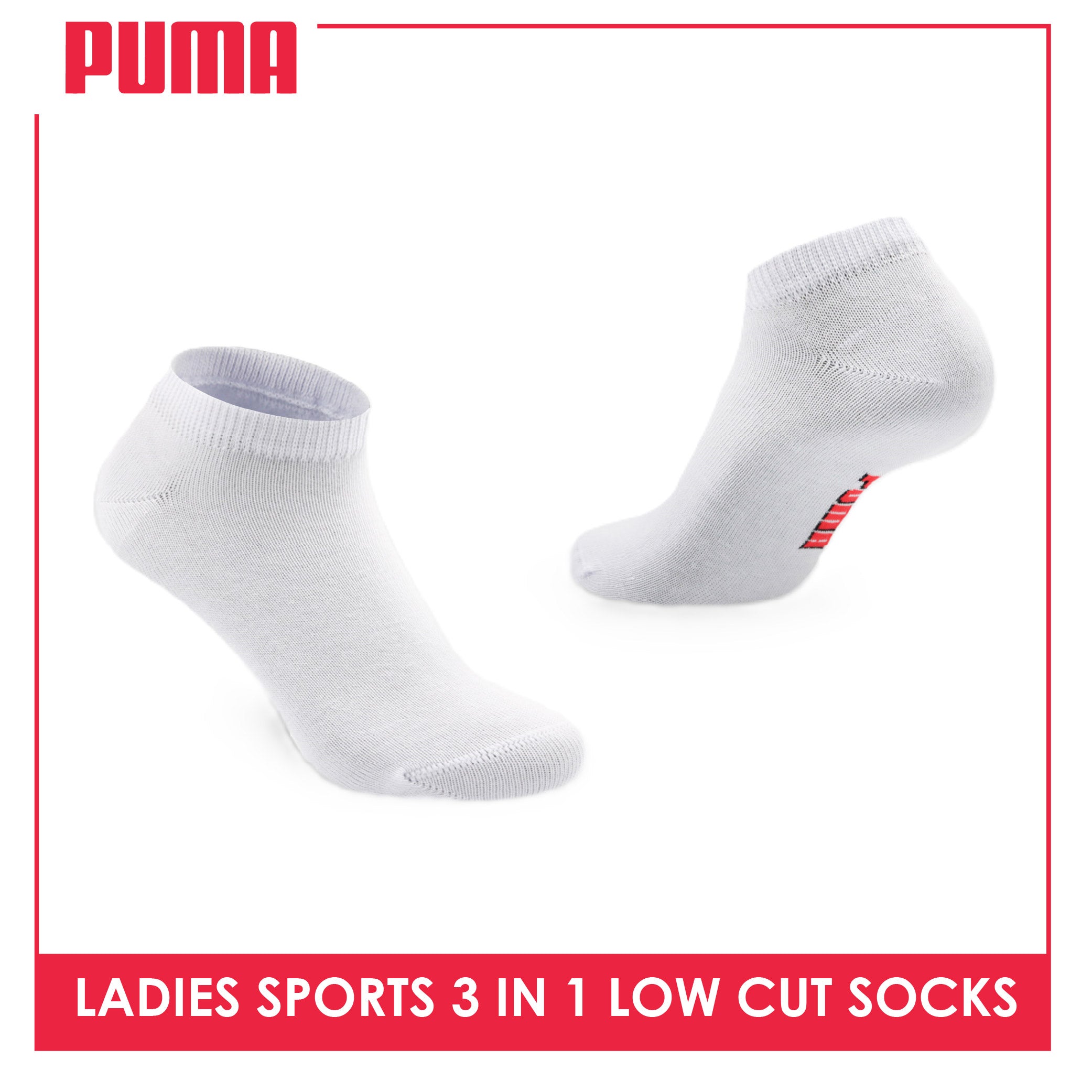 Puma Ladies' Cotton Casual Low Cut Socks 3 pairs in a pack PLCKG13