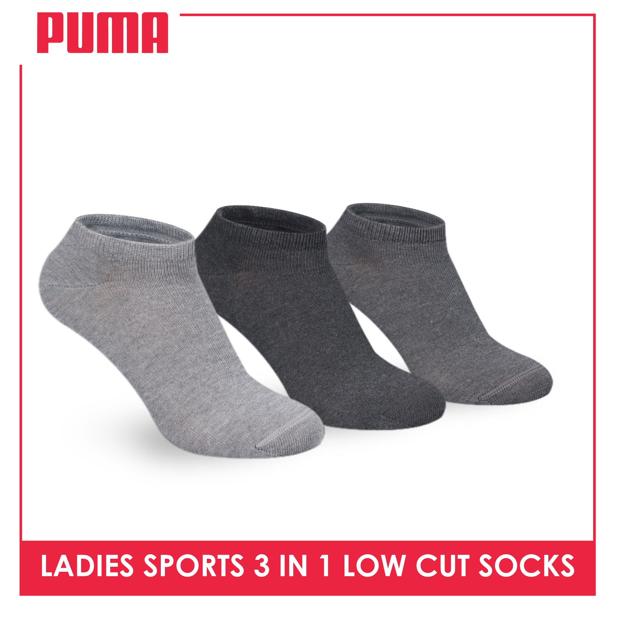 Puma Ladies' Cotton Casual Low Cut Socks 3 pairs in a pack PLCKG13