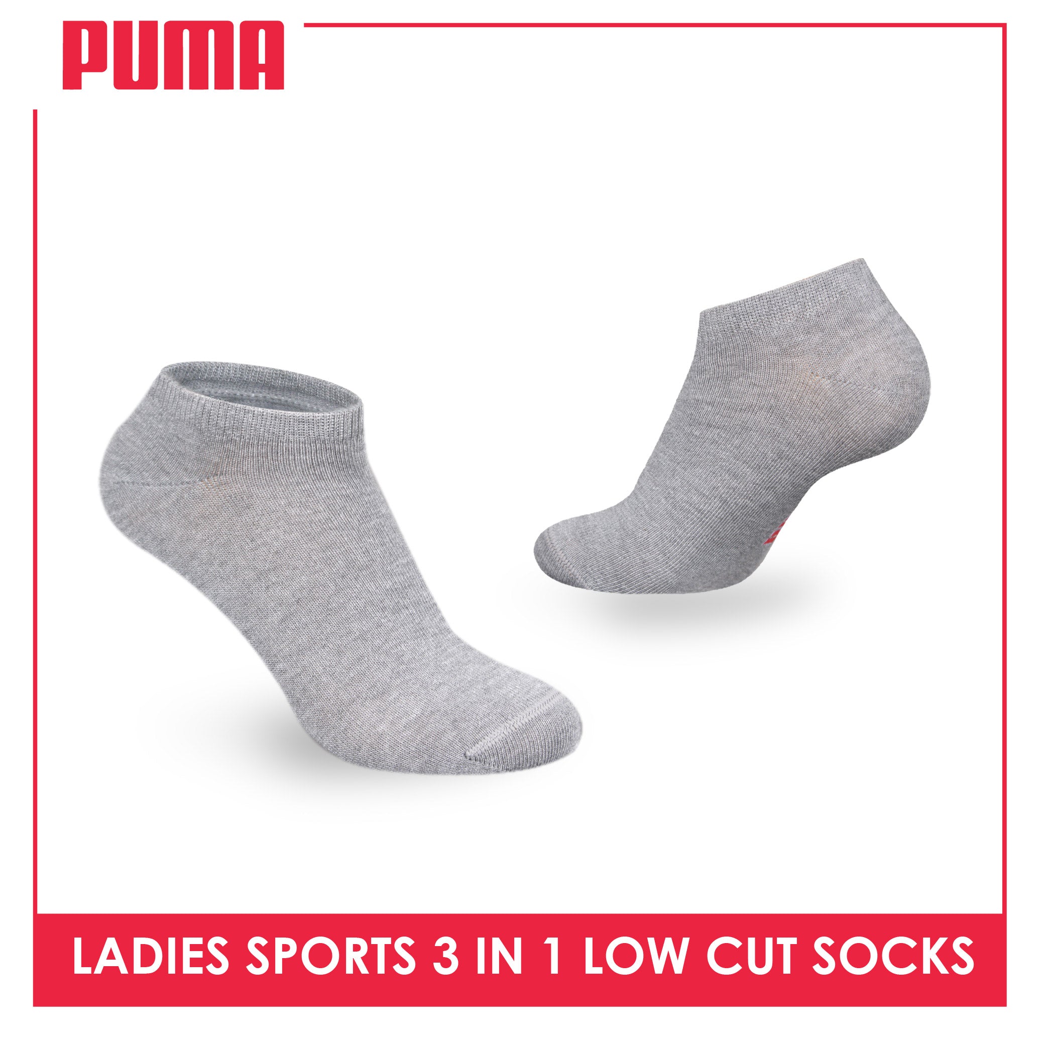 Puma Ladies' Cotton Casual Low Cut Socks 3 pairs in a pack PLCKG13