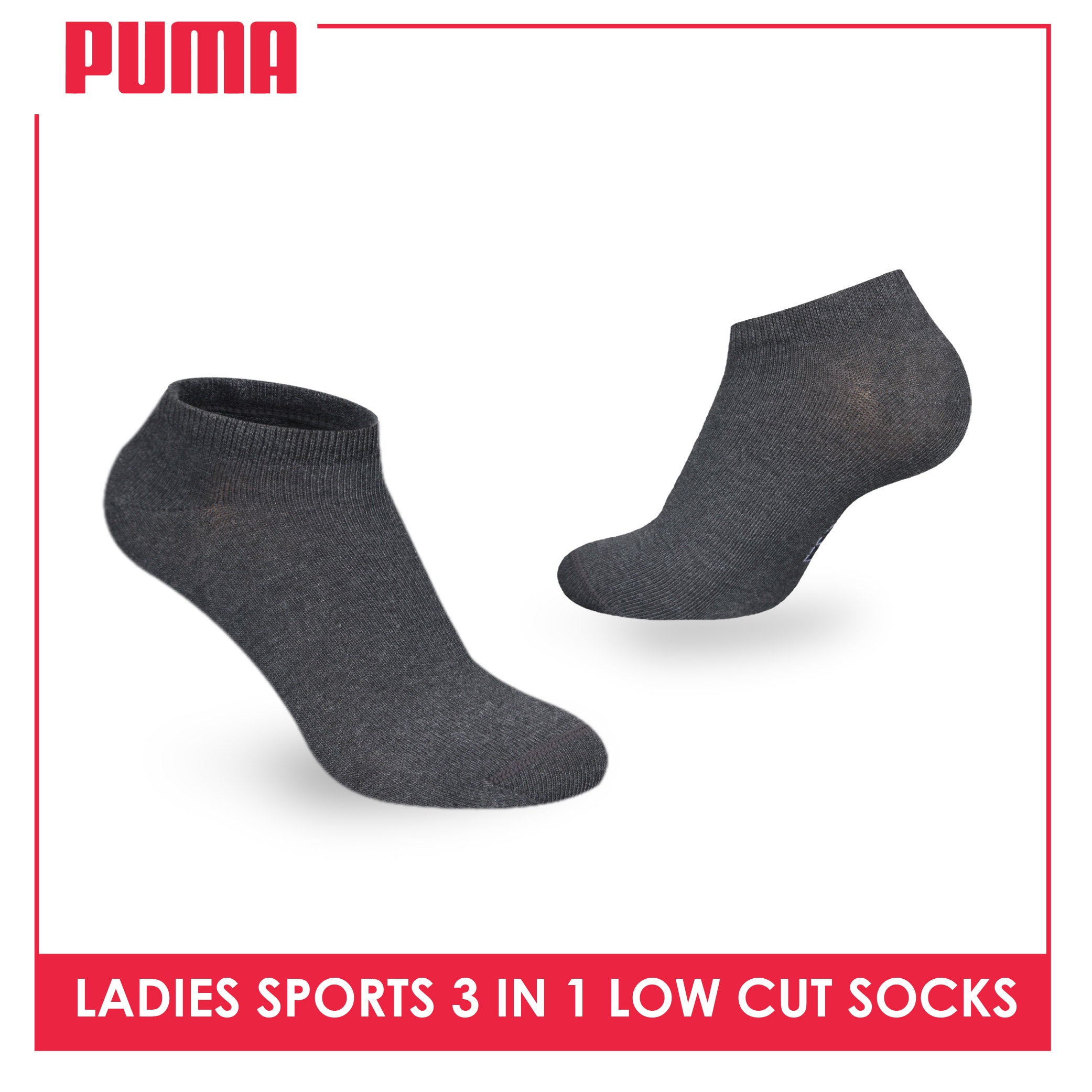 Puma Ladies' Cotton Casual Low Cut Socks 3 pairs in a pack PLCKG13