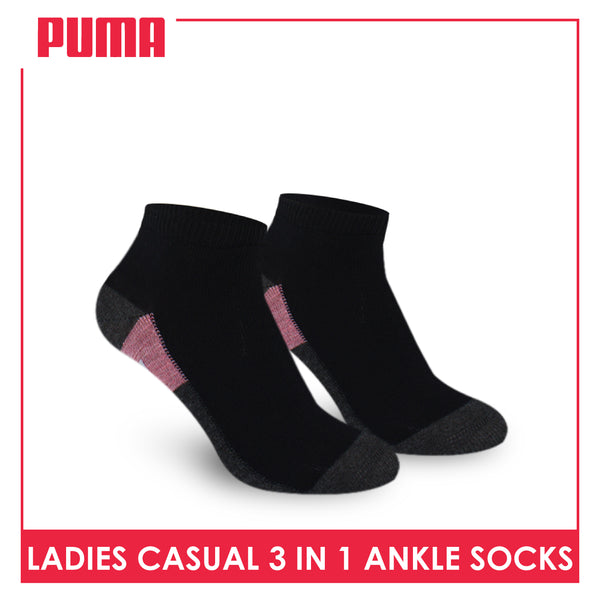 Puma Ladies' Cotton Lite Thin Casual Ankle Socks 3 pairs in a pack PLCKG14