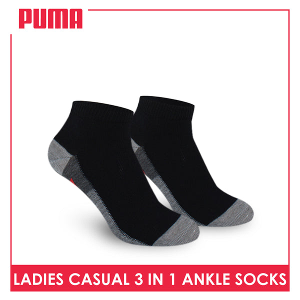 Puma Ladies' Cotton Lite Thin Casual Ankle Socks 3 pairs in a pack PLCKG14