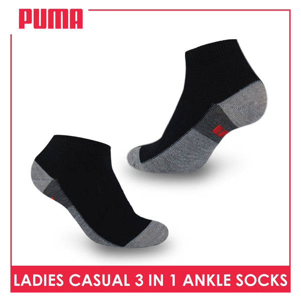 Puma Ladies' Cotton Lite Thin Casual Ankle Socks 3 pairs in a pack PLCKG14