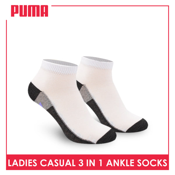 Puma Ladies' Cotton Lite Thin Casual Ankle Socks 3 pairs in a pack PLCKG14