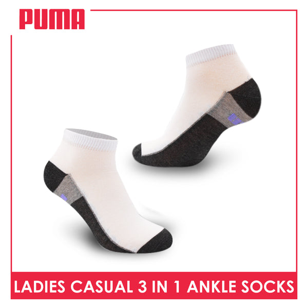 Puma Ladies' Cotton Lite Thin Casual Ankle Socks 3 pairs in a pack PLCKG14