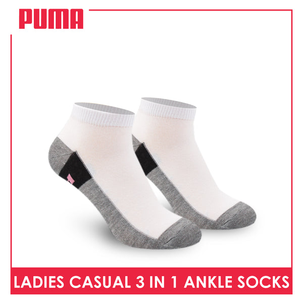 Puma Ladies' Cotton Lite Thin Casual Ankle Socks 3 pairs in a pack PLCKG14