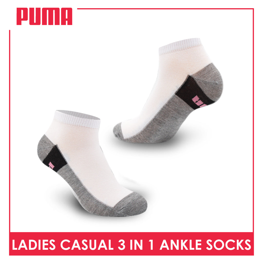 Puma Ladies' Cotton Lite Thin Casual Ankle Socks 3 pairs in a pack PLCKG14