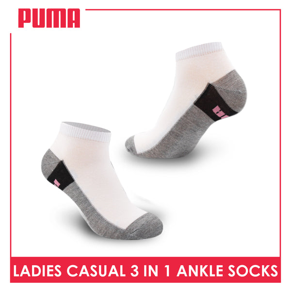 Puma Ladies' Cotton Lite Thin Casual Ankle Socks 3 pairs in a pack PLCKG14