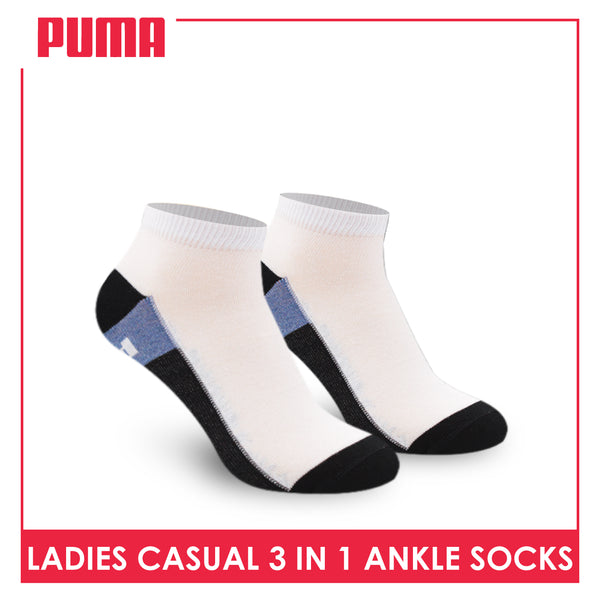 Puma Ladies' Cotton Lite Thin Casual Ankle Socks 3 pairs in a pack PLCKG14