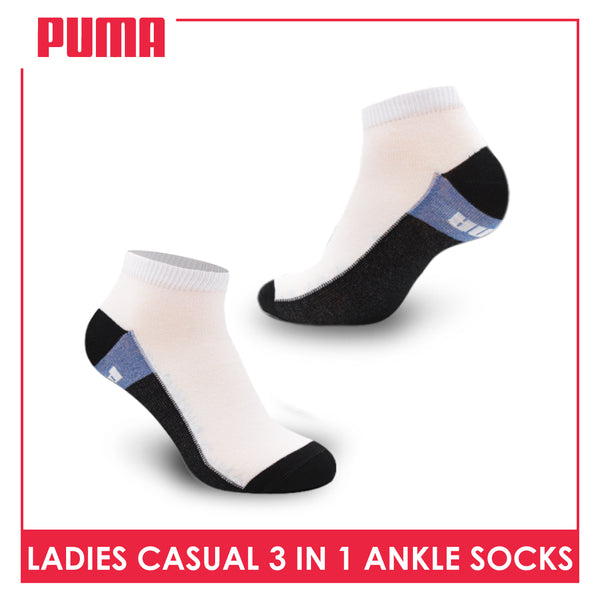 Puma Ladies' Cotton Lite Thin Casual Ankle Socks 3 pairs in a pack PLCKG14