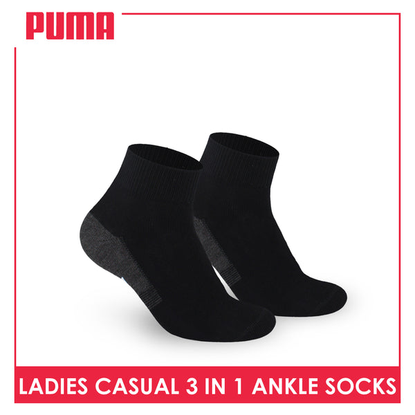 Puma Ladies' Cotton Lite Thin Casual Ankle Socks 3 pairs in a pack PLCKG15