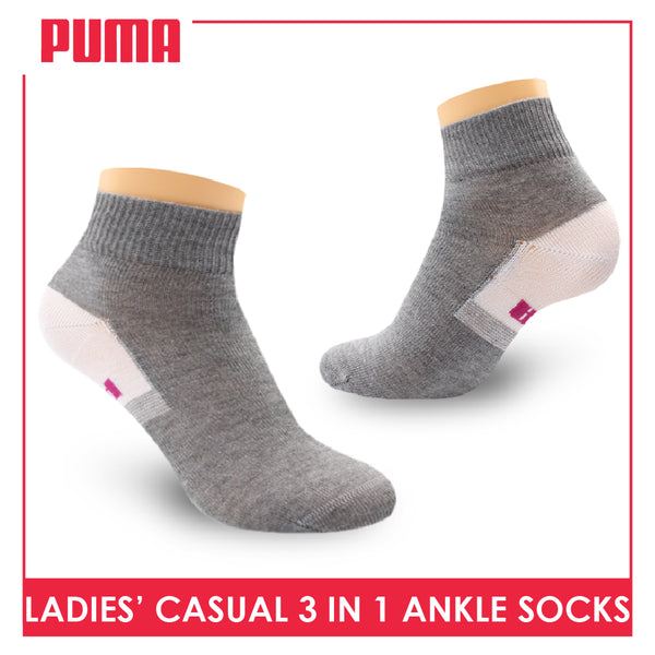 Puma Ladies' Cotton Lite Thin Casual Ankle Socks 3 pairs in a pack PLCKG15